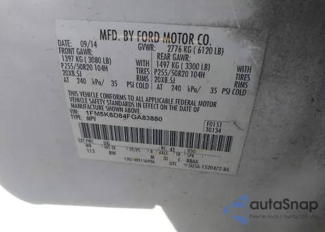 2015 Ford Explorer Xlt from USA, damaged, VIN 1FM5K8D84FGA83880